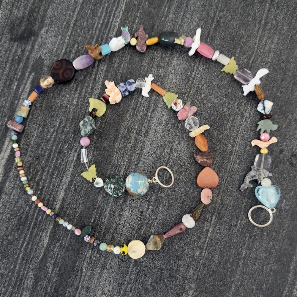Strand Of Unique Beads Over 100 Beads Globe Birds Buddha Animal Flowers Colorful